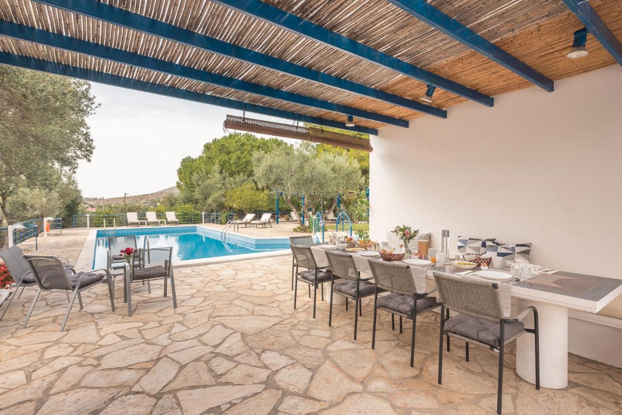 Summer Villa Pasiphae Private Pool - Bbq -Beach 2Min سونيو المظهر الخارجي الصورة